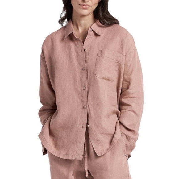 Parachute Home 100% Linen “Clay” Relaxed” Button Up Shirt Medium - Picture 1 of 8
